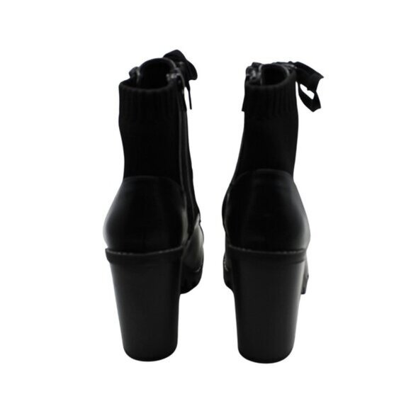 BCBGENERATION Womens Black Stretch Cushioned Lug Sole Lace Pilas Cap Booties - Picture 3 of 9